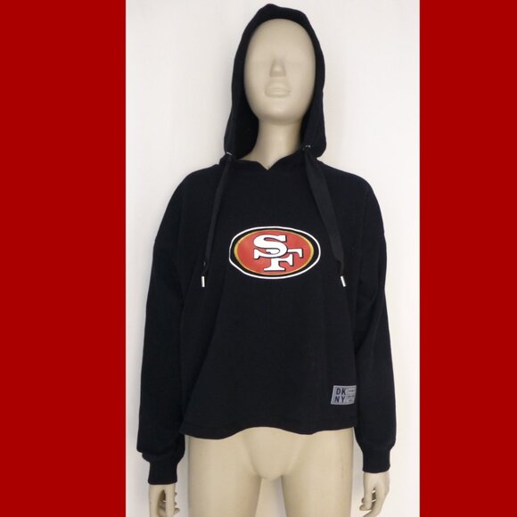 SF 49ers DKNY Sport Black Cropped Suzy Pullover Hoodie - Picture 2 of 16